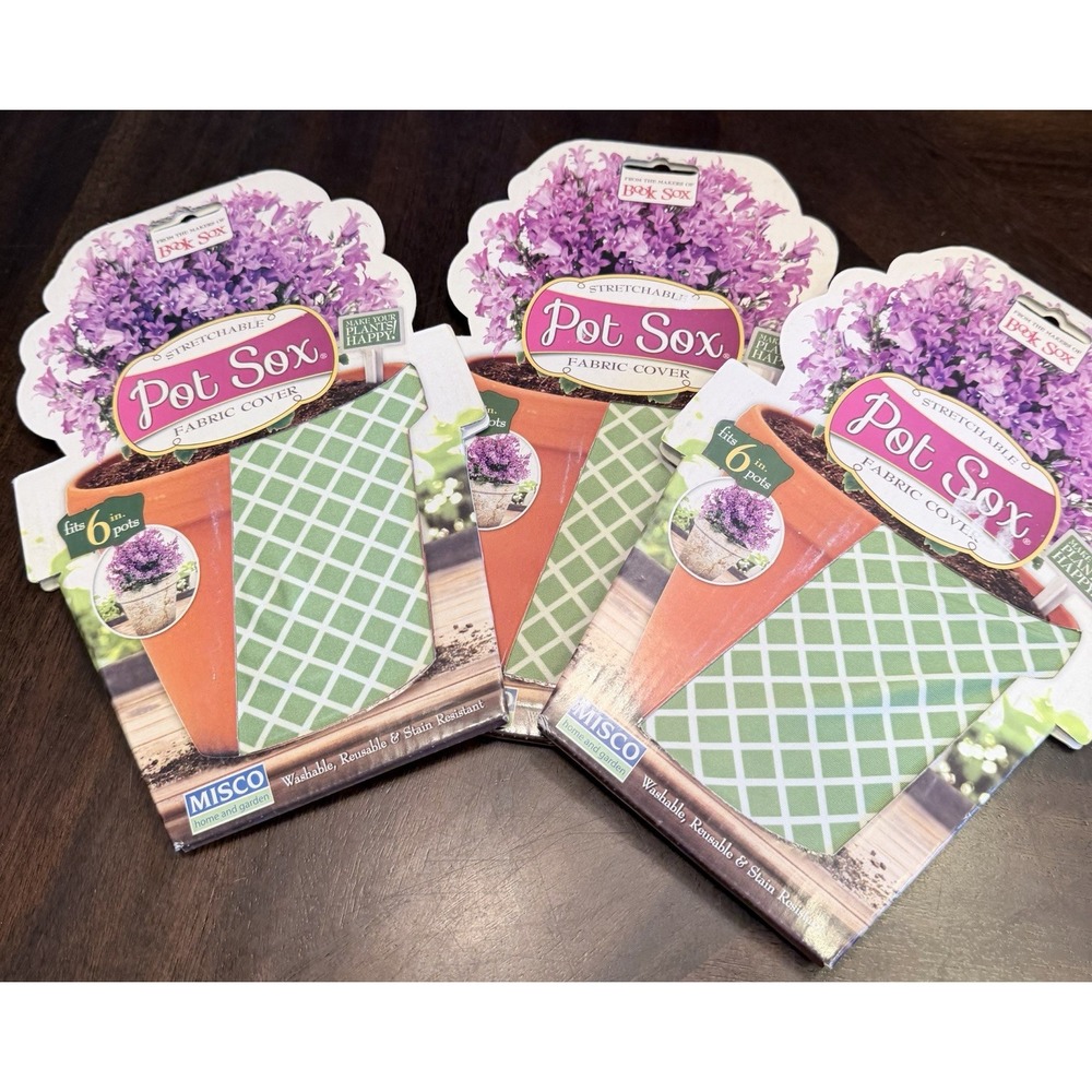 Set of 3 Pot Sox Fabric Cover Green Fit 6 inch pot
